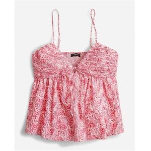 💕💕EUC- J.Crew Gathered Lurex® gauze camisole in pink dandelions SZ 20 (2X)💕💕